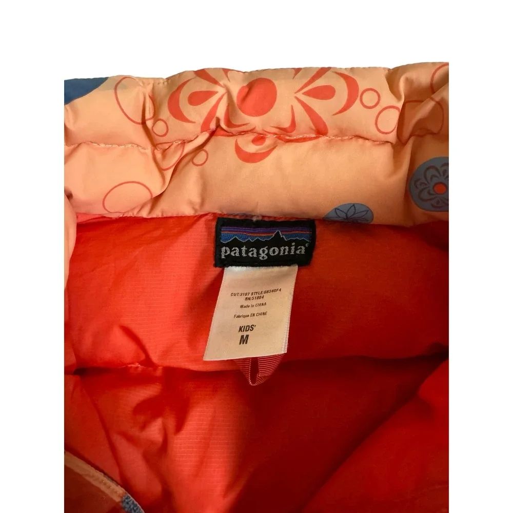 Patagonia Girls Goose Down Orange Puffer Vest Size M‎